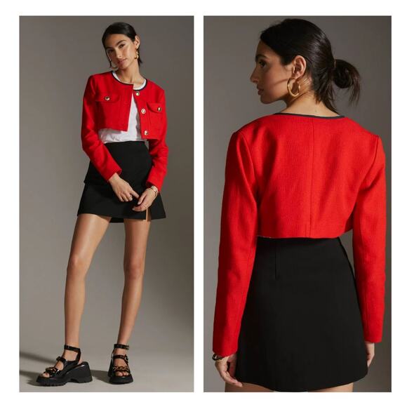 Anthropologie Maeve Tweed Red Jacket - Size 4 - NEW - Picture 1 of 8